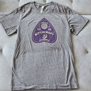 "Bitchcraft" Planchette Shirt & Enamel Pin Matching Set, M Bella Canvas